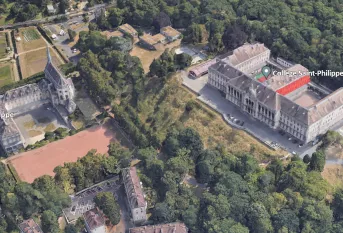 Plan vu de dessus du site Saint-Philippe avec le positionnement du collège au château 