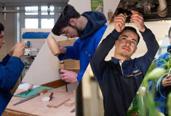 Différents jeunes travaillant dans leurs formations respectives